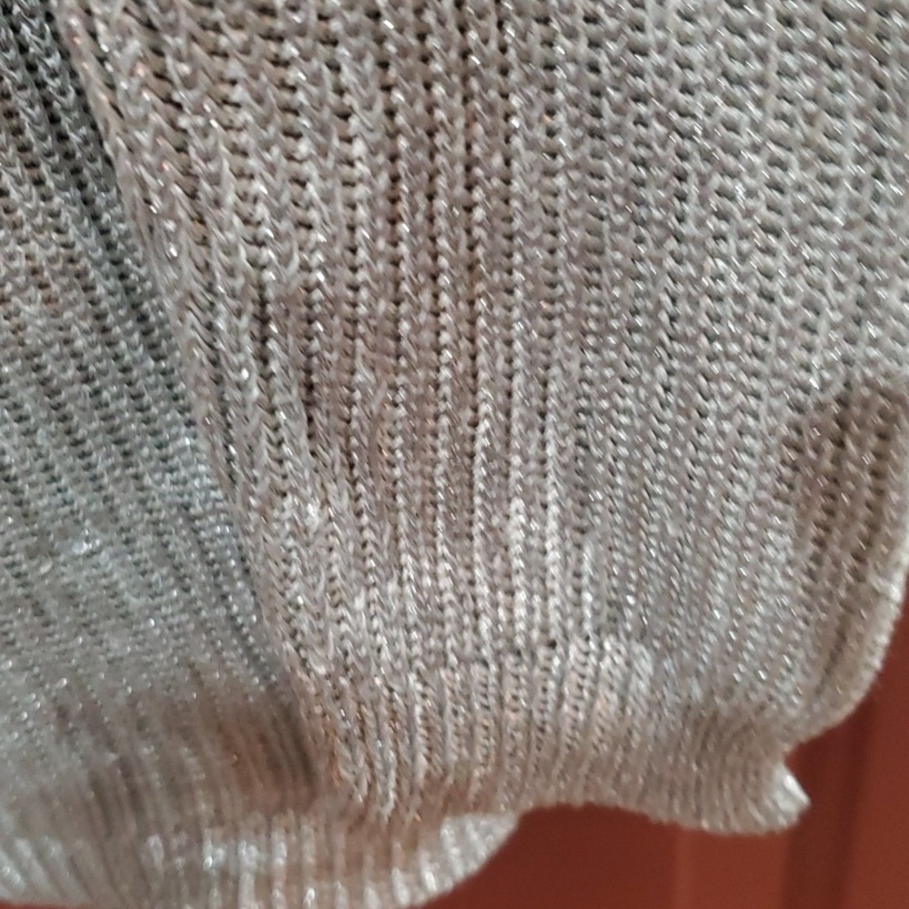 Ralph Lauren Women's Soft Silver Mettalic Crewneck Sweater BLACK LABEL Large - Picture 6 of 10